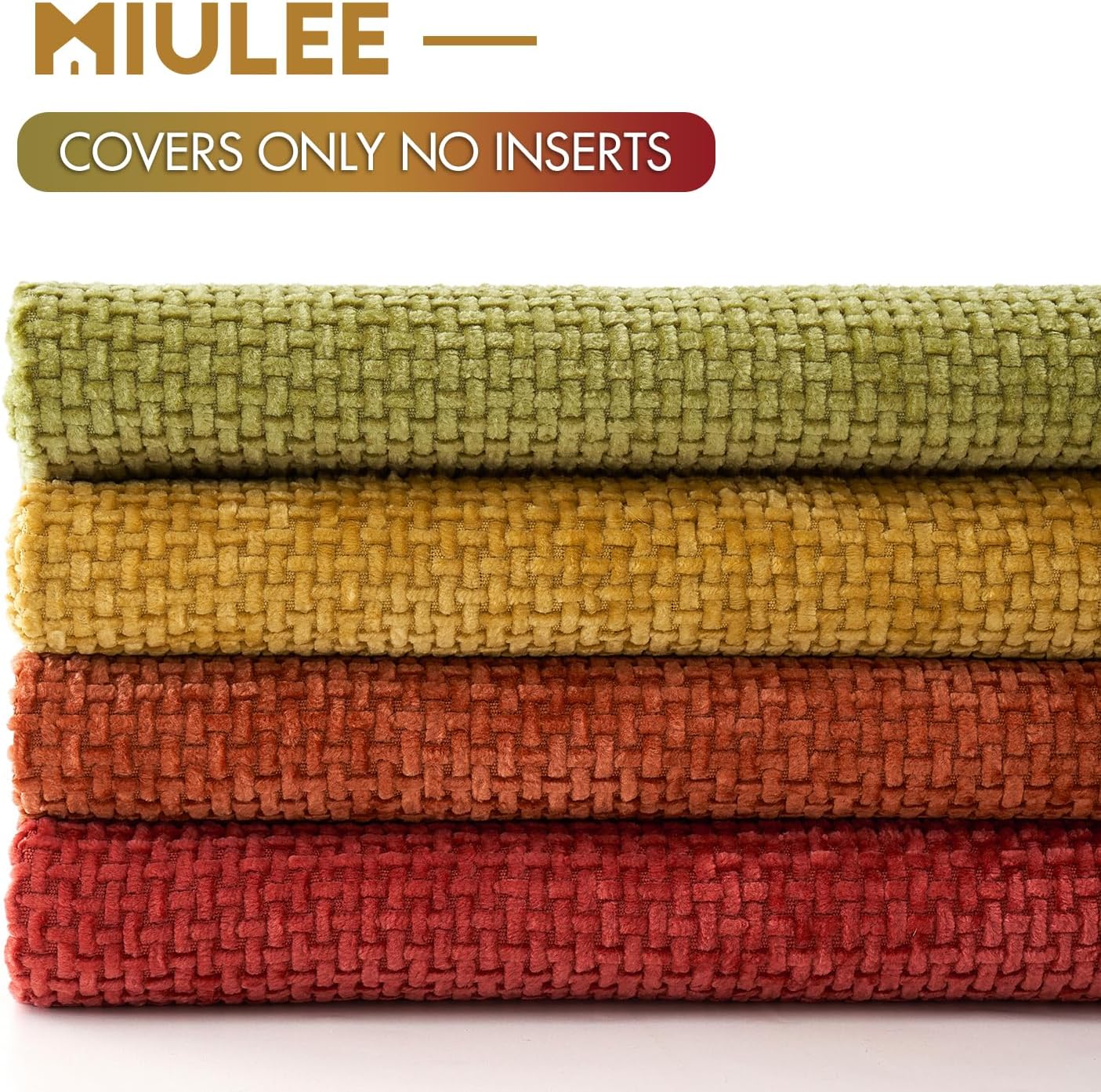 MIULEE Pack of 4 Fall Burnt Orange Couch Throw Pillow Covers 18x18 Inch Yellow Green Soft Decorative Chenille Pillows Farmhouse Accent Cushions for Boho Home Decor Spring Sofa Bedroom Living Room