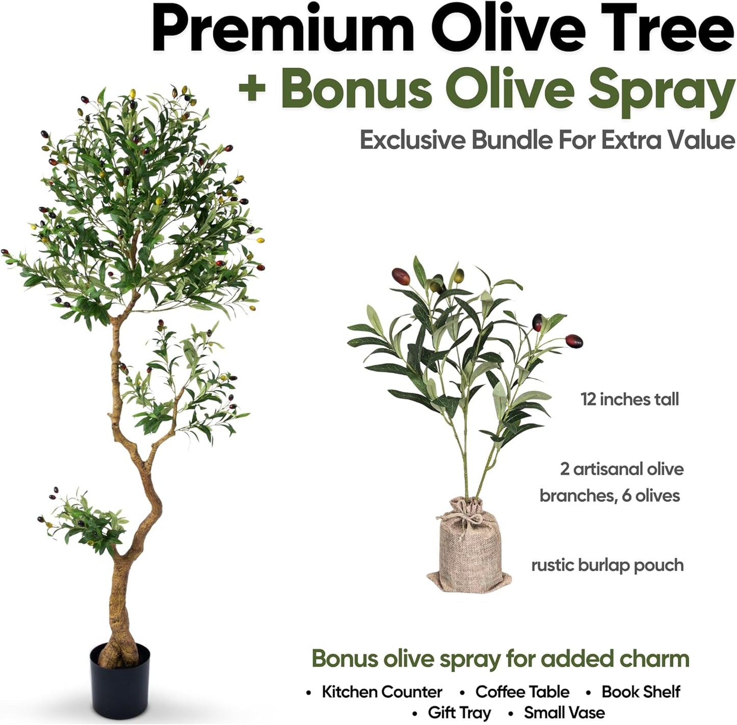 Olive Tree 6.2 Feet – Artificial Plants Indoor, Faux Olive Tree and Pot, Fake Tree for Home Decor, Faux Trees Indoor for Living Room, Office, Bedroom – Tall Artificial Trees for Home, Designer Tree