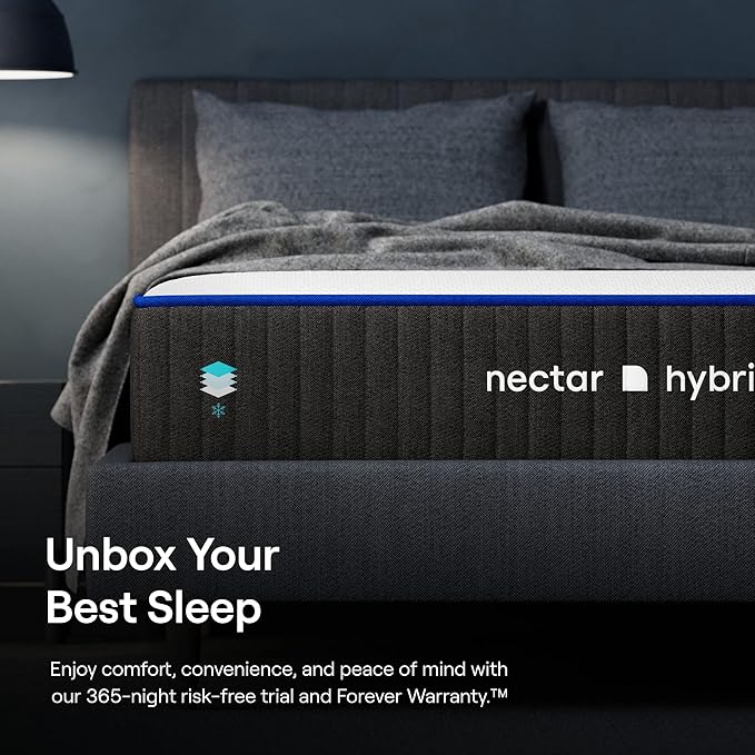 Nectar Hybrid Twin Mattress 12 Inch - Medium Firm Gel Memory Foam - Steel Springs - Cooling Technology - 365-Night Trial - Forever Warranty