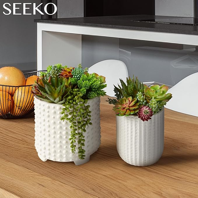 SEEKO Succulents Fake Plants Artificial (28 Pack) - Premium Faux Succulents for Crafts - Realistic Artificial Succulent Assortment for Party, Cake, Garden, Home & Outdoor Decor