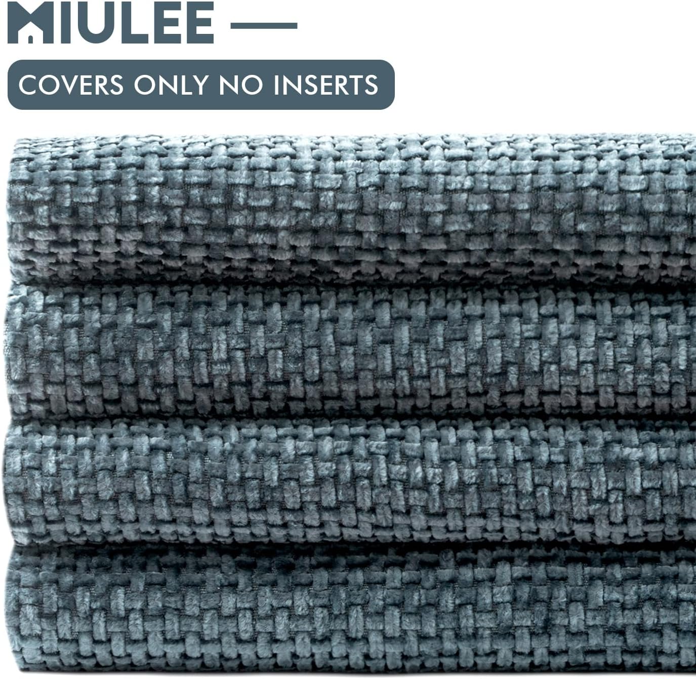 MIULEE Pack of 4 Couch Throw Pillow Covers 18x18 Inch Navy Blue Soft Decorative Chenille Pillow Covers Farmhouse Accent Cushion Covers for Boho Home Decor Sofa Bedroom Living Room