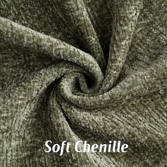 FUTEI Sage Green Chenille Throw Pillow Covers 20x20 Inch Set of 2,Soft Cozy Bound Edge Design Cushion Case,Home Decor for Couch Bed Living Room