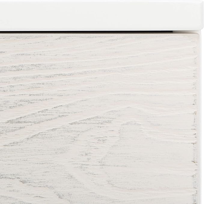 SAFAVIEH Genevieve TV Stand for up to 65" Flatscreen – White & White Washed Finish, Mid-Century Modern Storage Cabinet, Entertainment Media Console (MED5000C)