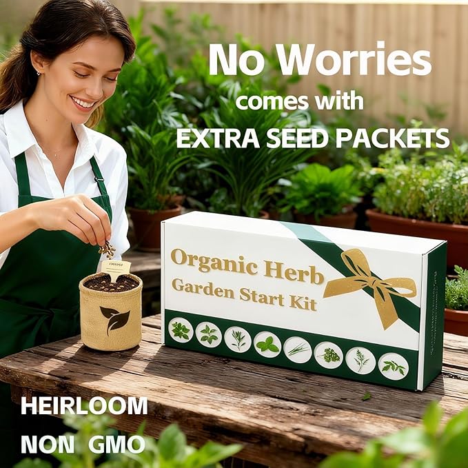 Organic Indoor Herb Garden Start Kit - Unique Gifts for Women, Christmas Gifts for Adults, Easy House Plant- Birthday for Women,House Warming Gift New Home- Fresh Herb Garden DIY Crafts for Adults