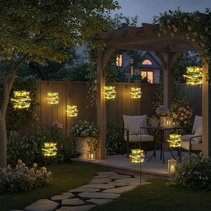 2 Pack Solar Outdoor Lantern Hanging Lights - 30LED Waterproof Solar Dragonfly Light Outdoor,Hanging Decor for Garden,Yard,Porch Patio,Lawn Backyard Landscape Pathway Outside,Gifts for Women