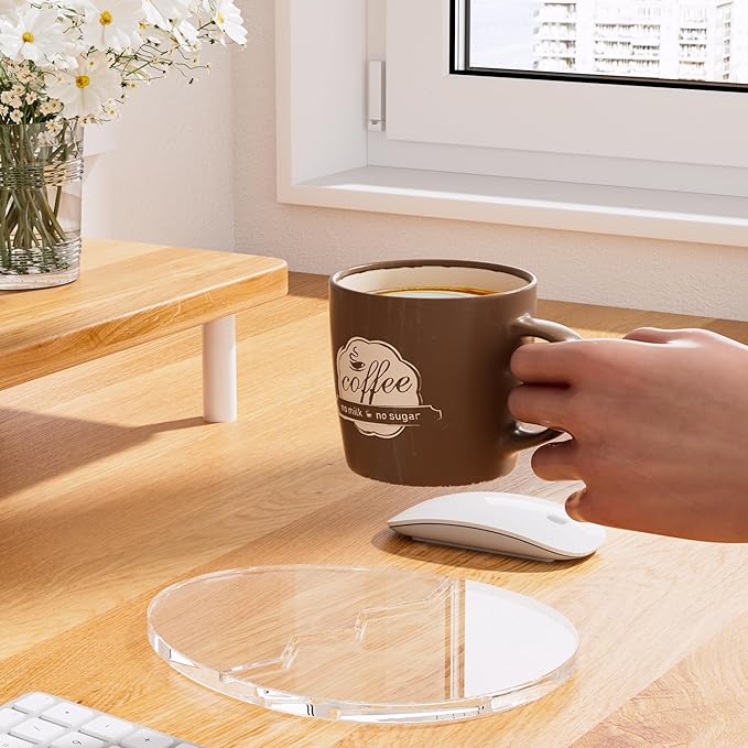 Acrylic Coaster Decorative Plates,Office Desk Accessories, Clear Dinosaur Egg Shape Coffee Cup Decor, Perfect for Tabletop Protection and Display.