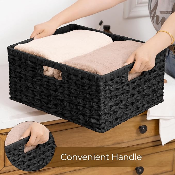 GRANNY SAYS Storage Basket for Organizing, Wicker Storage Basket for Shelf, Large Wicker Baskets for Organization, Decorative Baskets for Living Room and Entryway, 1-Pack