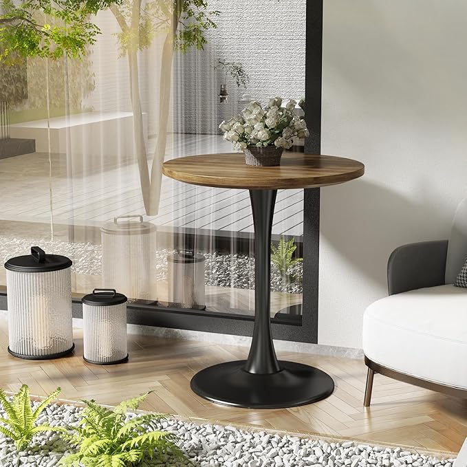 Round Table Modern Dining Table Tulip Round Kitchen Table Mid Century Wooden Coffee Table for Living Room 24 inch