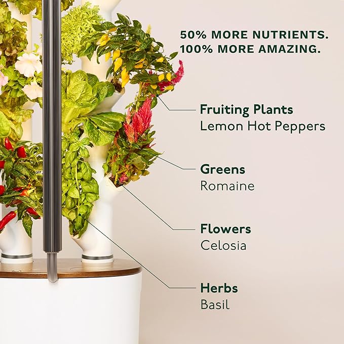 New & Improved! Gardyn Studio 2 Hydroponics Growing System - 16 Non-GMO Plants, Herbs, Vegetables - Smart Tower - Hydroponic Herb Garden Planter Indoor Kit - Indoor Gardening System w/Grow Lights