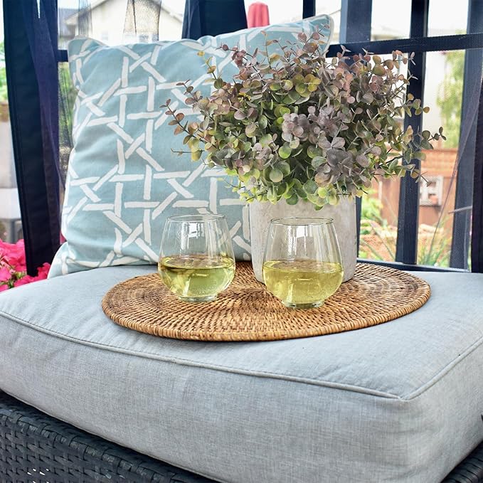 RECUTMS 12 Bundles Fake Bushes Artificial Plants Outdoor Faux Plant Eucalyptus Stems Fake Porch Plants for Farmhouse Bathroom Office Vase Centerpiece Indoor Outdoor Decor(Dusty Purple)