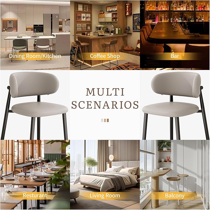 Bar Stools Set of 4 Counter Height Barstool Metal Kitchen Counter Height Bar Stool Island Chairs 26 Inch, Black/Light Grey