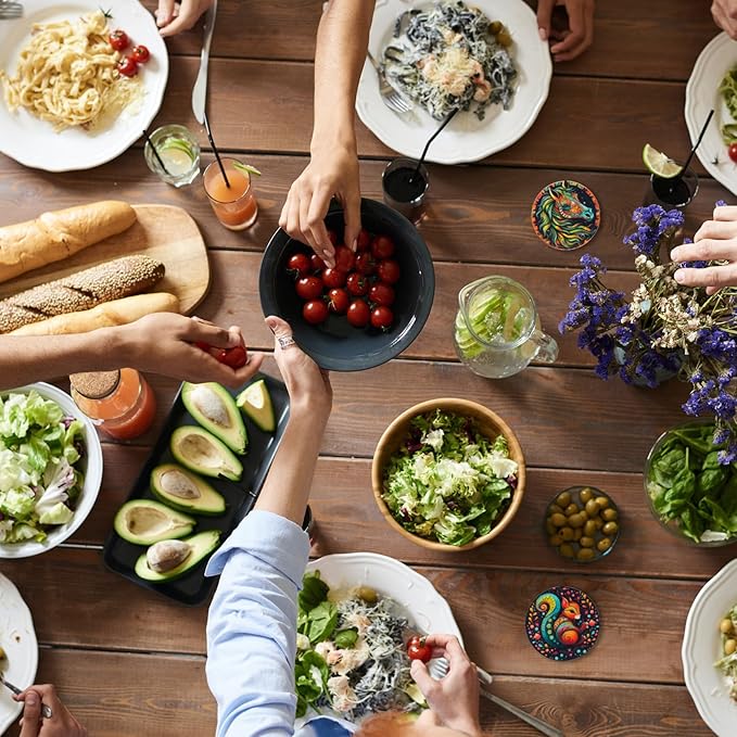 Trillionn 12 Pack Felt Cup Coasters for Drink, Absorbent Coasters for Coffee, Animal Pattern Design