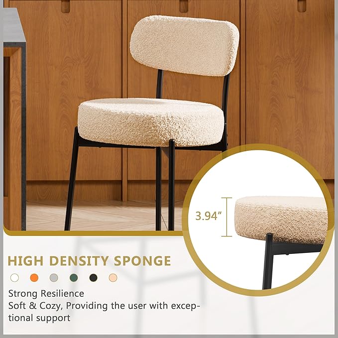 DYHOME Bar Stools Set of 4, Light Brown 27.56 Inches Counter Height Bar Stools with Back & Metal Frame, Modern Upholstered Tall Barstools for Kitchen Island, Pub