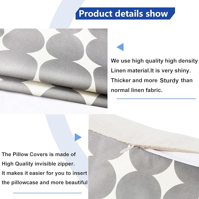 Decorative Throw Pillow Covers Set of 2 Light Gray Fashion Polka dot Pillow Covers 22x22 Inch Throw Pillow Cover Linen Pillowcase Farmhouse Outdoor Pillow Covers for Couch Sofa Living Room