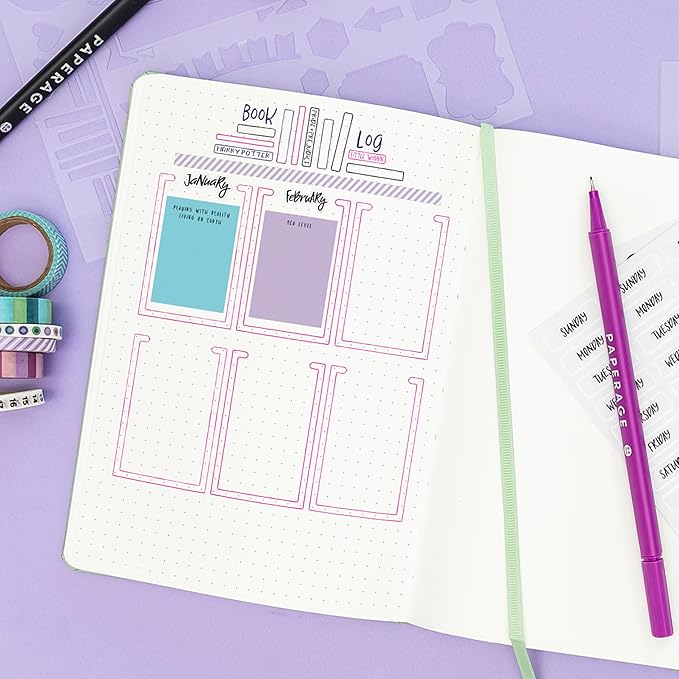 PAPERAGE Dotted Journal Notebook, (Yellow), 160 Pages, Medium 5.6 in x 8 in - 100 GSM Thick Paper – Hardcover Journaling Notebook for Work, School & Bullet Journaling