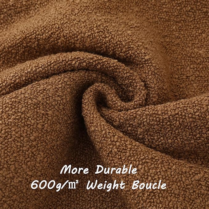 FUTEI Pack of 2 Tobacco Decorative Throw Pillow Covers 24x24 Inch Soft Cozy Solid Boucle Textured European Cushion Case,Modern Home Decor for Couch Bed Living Room