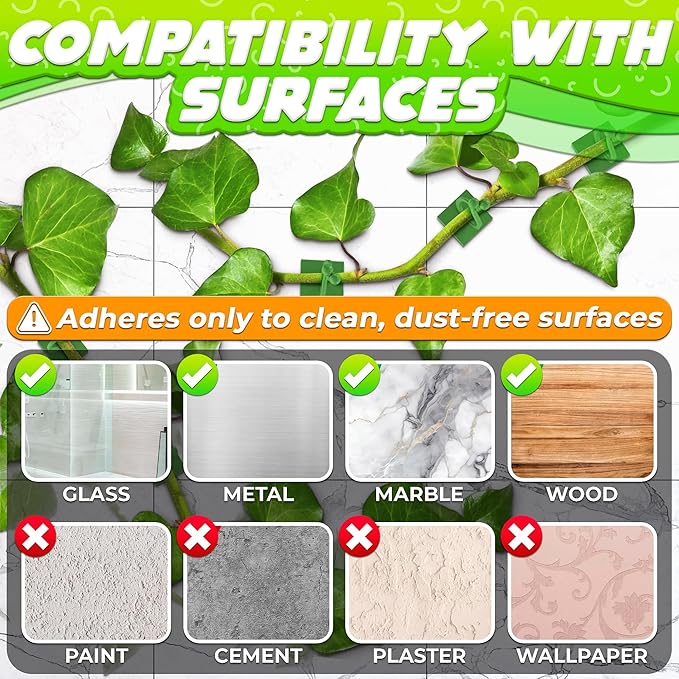 Plant Wall Clips for Climbing Plants 110 Pcs - Large, Medium, and Small Sizes Wall Clips for Support, Resistant to Breaking and Deformation, Strong Adhesion - For Gardening or Cable Management