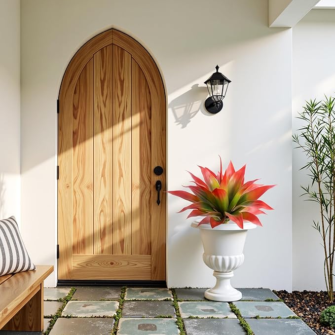 Artificial Agave 22" Faux Agave Fake Greenery Outdoor Artificial Plant Fake Plant for Indoor Home Decoration Plastic Plant Outdoor Decor Front Porch Decor Simulation Plants (Red 2Pcs) No Vase