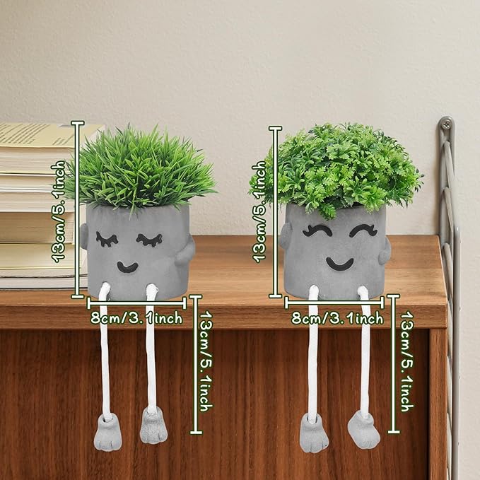 MAKHOT Set of 2 Artificial Succulent Plants in Pots, Fake Plant Faux Succulents Office Desk Decor, Mini Potted Succulents Coffee Table Decor for Women, Cute Decorations for Work Office SmallPlant