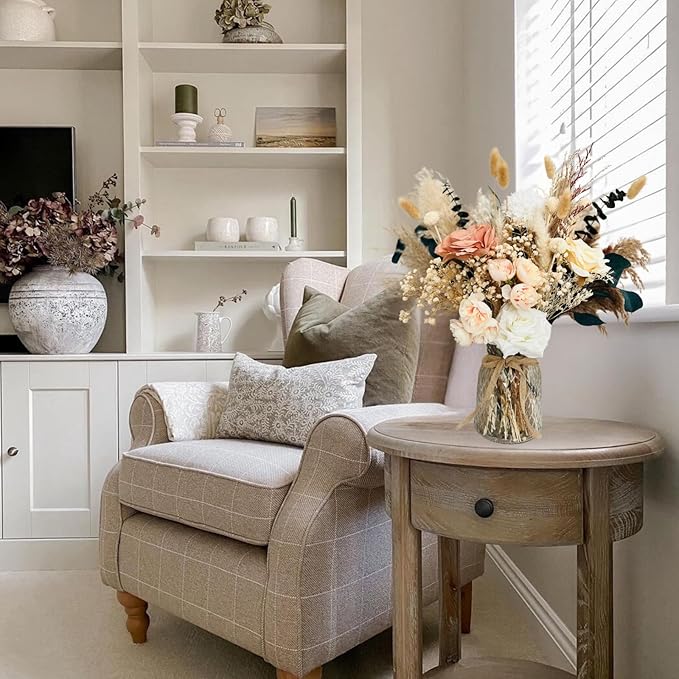 100pcs High End Artificial Flowers Dried Pampas Decor With Vase, Kitchen Island Decorations, Coffee Table Centerpiece Premium Decor, Thanksgiving Christmas Centro De Mesa de Comedor, Adornos Para Sala