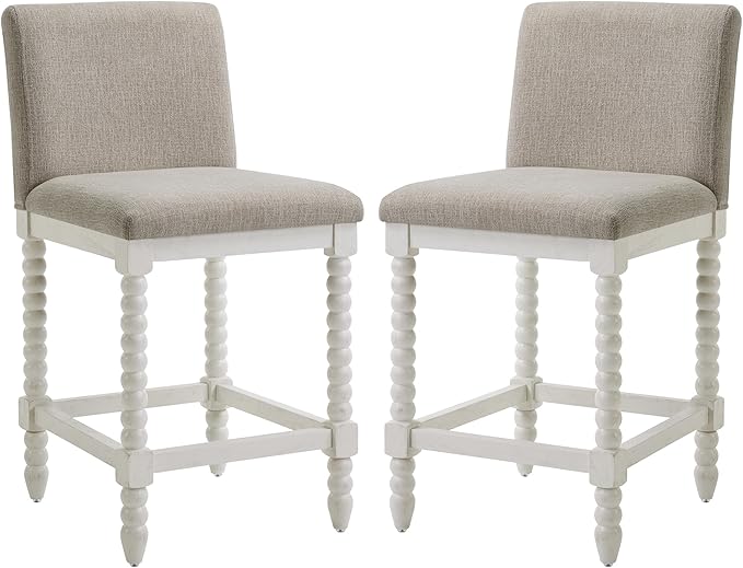 DUHOME Spindle Counter Stools Set of 2 with Padded Spring Seat,Wooden Bar Stools Farmhouse 26 Inch Counter Height Stools Chairs with Spindle Back for Kitchen Island