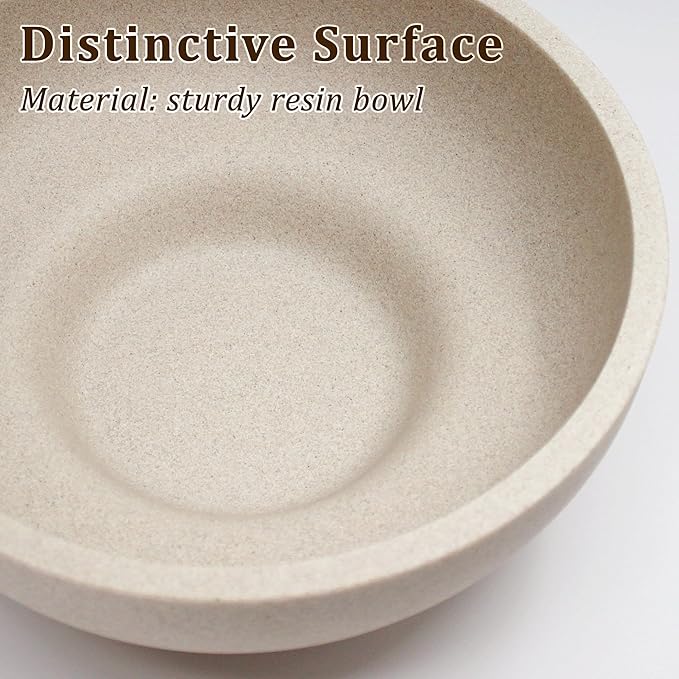 Large Decorative Bowl, Fruit Bowl for Kitchen Counter, Modern Resin Bowl for Home Decor, Key Holder for Entry Table, Sand Beige