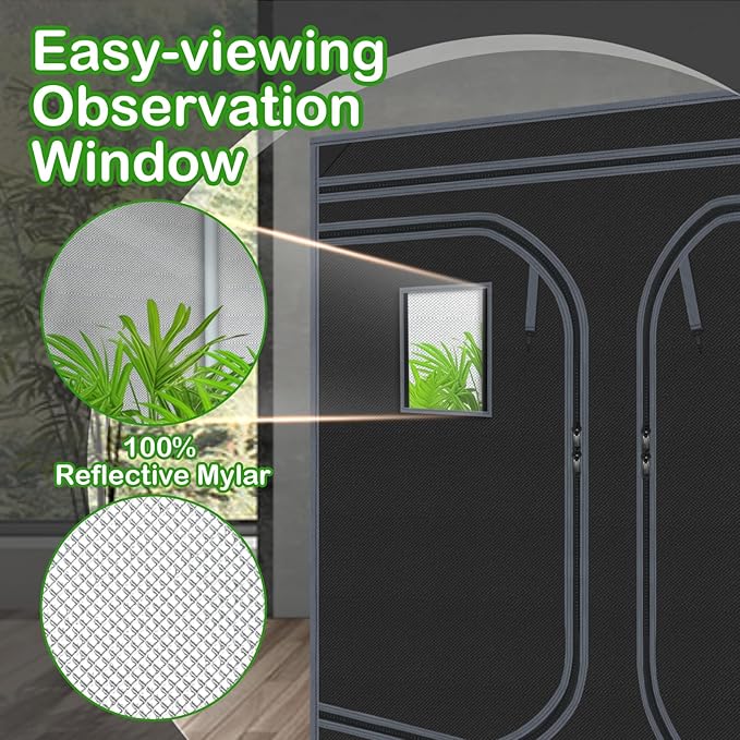 Grow Tent 120"x120"x78" Grow Tents Plant Tent 600D Mylar Reflective Grow Tent for Hydroponics Indoor Growing with Observation Window and Waterproof Floor Tray 10x10