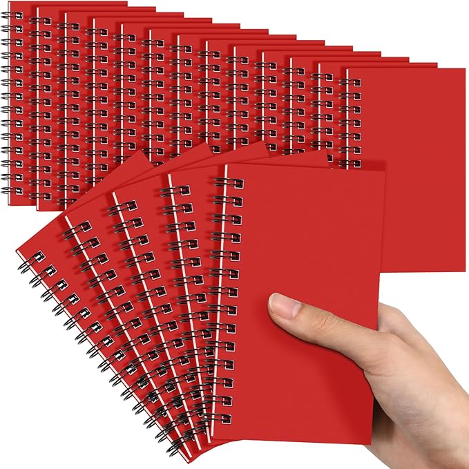 Jutom 18 Pcs Small Spiral Notebooks Memo Pads 3x5 Bulk Small Pocket Notebooks Mini Notepads with Lined Pages Mini Journals for Office Back to School Work Writing Supplies, 120 Pages (Red)