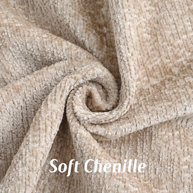 FUTEI Oatmeal Chenille Throw Pillow Covers 24x24 Inch Set of 2,Soft Cozy Bound Edge Design European Cushion Cover,Home Decor for Couch Bed Living Room