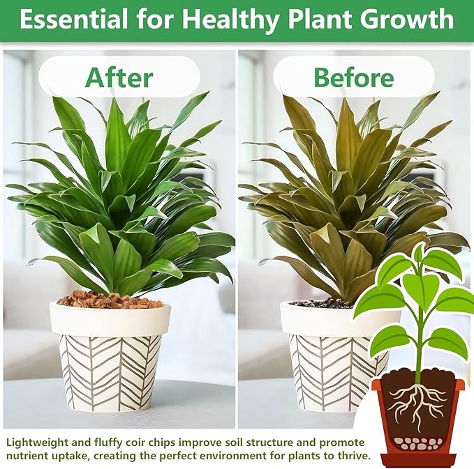 Legigo 6 Pack Coco Husk Chips- 6.6 LB 100% Organic Coconut Coir Chips Brick Potting Soil Mix with Low EC & PH Balance, Compressed Coconut Substrate Coco Chips Mulch Medium for Garden, Flowers, Plants