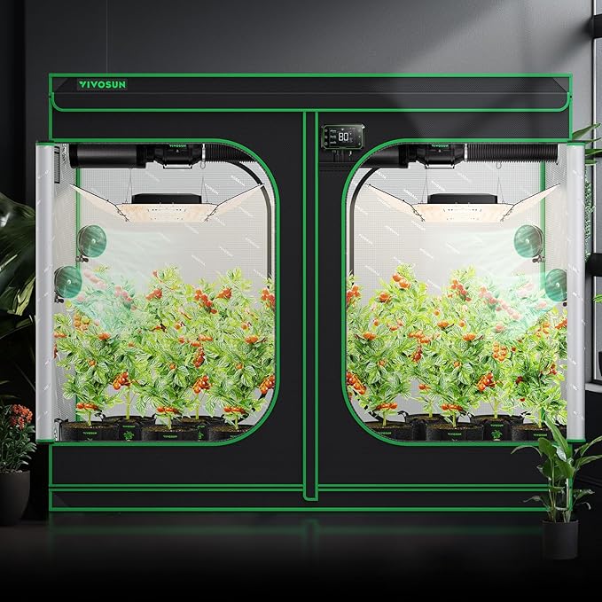 VIVOSUN S848 4x8 Grow Tent, 96"x48"x80" High Reflective Mylar with Observation Window and Floor Tray for Hydroponics Indoor Plant for VS4000/VSF4300
