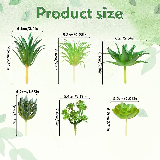 6Pcs Green Succulent Plants Mini Green Succulent Plants Faux Artificial Succulents Plant for DIY Crafting Home Floral Wall Office Decoration (excluding pots)