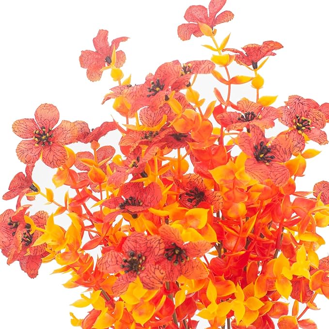 10 Bundles Artificial Fall Flowers Outdoor UV Resistant Fake Flowers No Fade Faux Plants Garden Porch Window Box Decorating