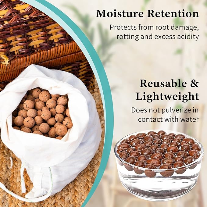 Legigo 15 LB Organic Leca Clay Pebbles for Plants, 4mm-16mm 100% Natural Leca Balls for Indoor Plants, Hydroton Clay Pebbles for Plants Hydroponic Aquaponics Growing Orchid Drainage Terrarium
