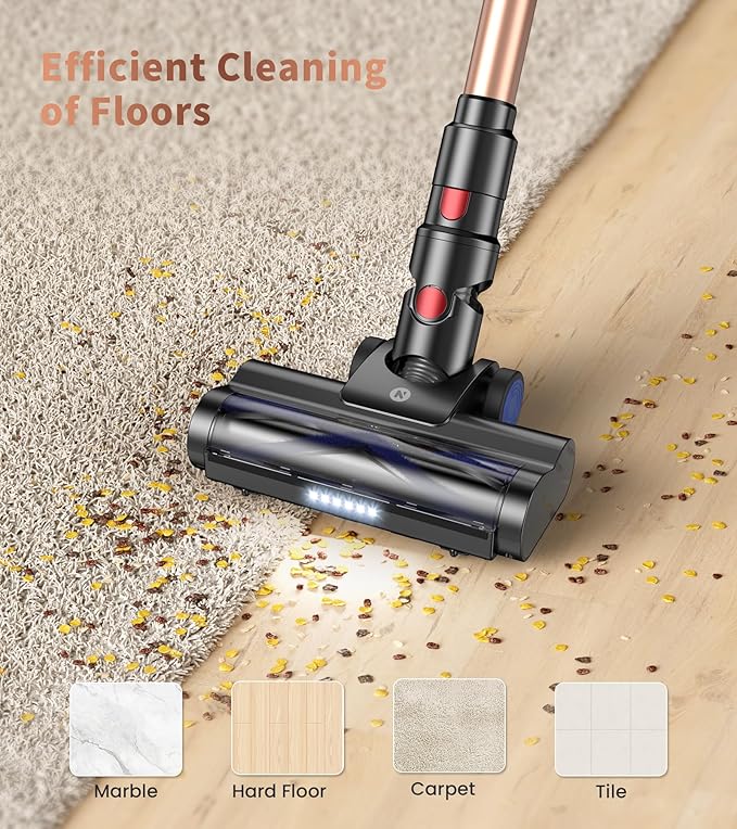 NADALY Cordless Vacuum Cleaner, Powerful Stick Vacuum with 45min Runtime, Anti-Tangle Vacuum Cleaners for Home, 1.5L Dust Cup, Rechargeable Wireless Vacuum for Hardwood Floor Carpet Pet Hair