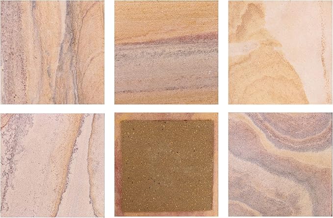 Sandstone Water Absorbent Hand Crafted Round Coasters for Drinks - 4 Inches Wide Thirsty Stone Bar, Drink Coasters- Made from Rainbow Sandstone (Design 5)