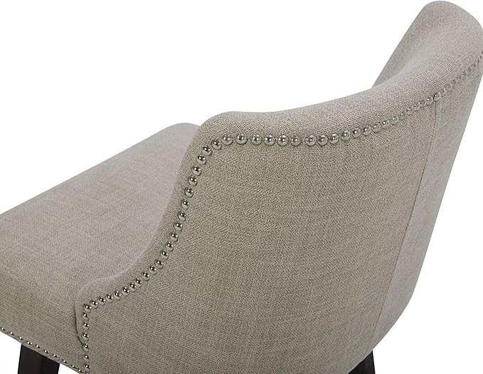 CHITA Counter Height Swivel Bar Stools Set of 4, FSC Certified Upholstered Counter Stools, Modern Swivel Barstools with Wood Legs for Kitchen Island, 26" Seat Height, Fabric in Tan