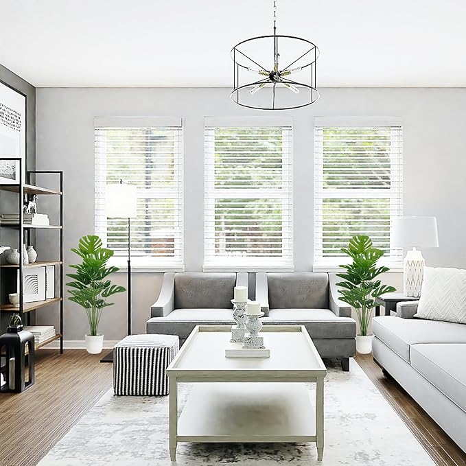 SAJANDAS Set of 2 Artificial Monstera Deliciosa Plants in Pots, Fake Tropical Trees with Greenery Leaves Stems, 32 Inch Faux Swiss Cheese Floor Plants for Home Porch, Garden, Office, Store Decor