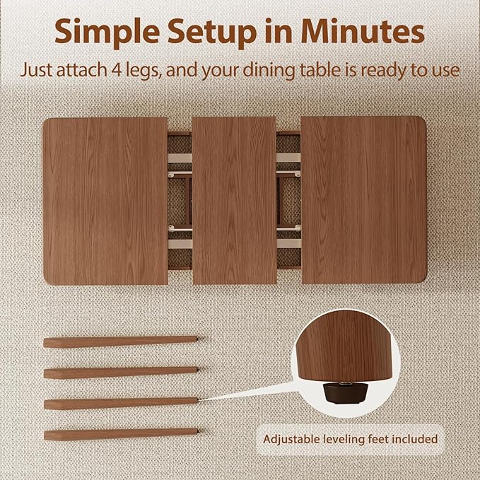 Solid Wood Extendable Dining Table for 4-8 People with Seamless Extension from 47.2 to 63 Inches, Easy Assembly, Expandable Tables for Small Spaces, Dining Room, Kitchen, Living Room, Walnut