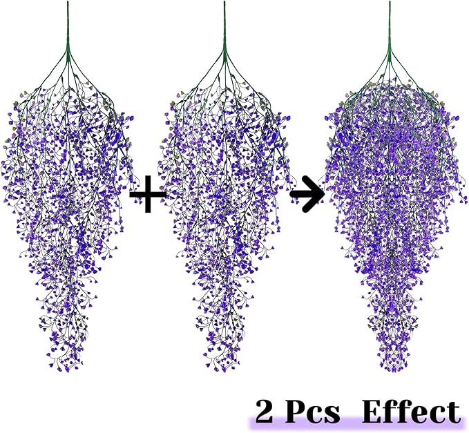 Fake Hanging Plants, 3pcs Faux Hanging Plants Purple, Artificial Plants Ferns Ivy Vine for Wall House Indoor Outdoor Room Home Decor