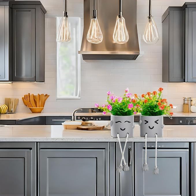 Lifelike Artificial Plants with Creative Pots, Realistic Faux Greenery for Home, Office, Bathroom, Bedroom, Kitchen, and Desk Decor, Long-Lasting Maintenance-Free DecorHome Office