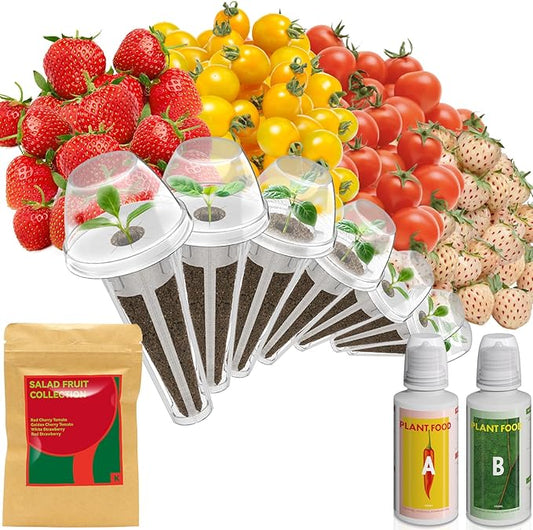 inbloom Strawberry & Tomato Seed Pod Kit for AeroGarden, Ahopegarden, GARDENCUBE, iDoo, MUFGA Hydroponics Growing System, 7-Pods with Heirloom Red/White Strawberry, Red/Golden Cherry Tomato Seeds