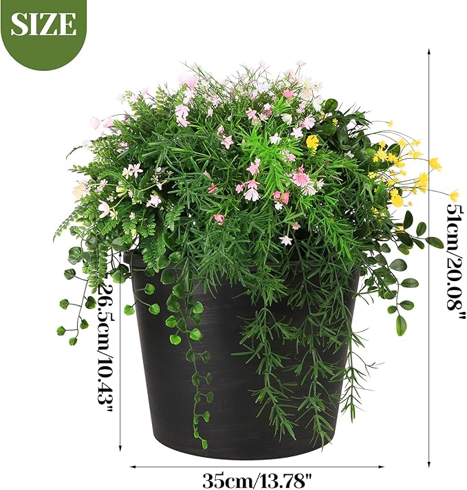 5 in 1 Artificial Plants & Flowers, Potted Fake BabyBreath Grass Plant for Home Decor Indoor Outdoor, Greenery Floor Artificial Plant for Office Room Decoration (Multiple Colour)