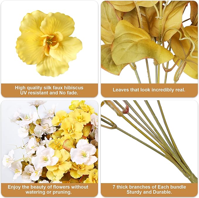 Fake Fall Flowers Artificial Mums for Outdoors Autumn Decoration, Faux Silk Flowers Plants Realistic UV Resistant Tropical Flower Artificial for Outside Planter Patio (F2MixHB, 6 Bundles)