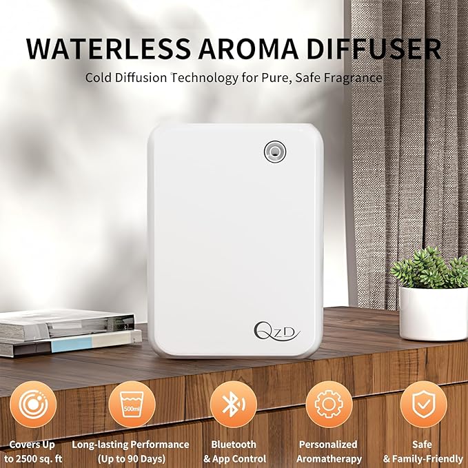 Smart Scent Air Machine with 500ML Capacity, Waterless Cold Air Diffuser for Home & Commercial Use, Covers up to 2500 Sq.Ft, Includes 160ML LUNEVIA Aromatherapy Oil