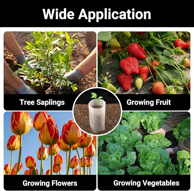 100pcs Nursery Bags for Plants - 7.87x13.77 inches Breathable Plant Grow Bags, Fabric Grow Seedling Pots for Vegetable, Fruit, Flower