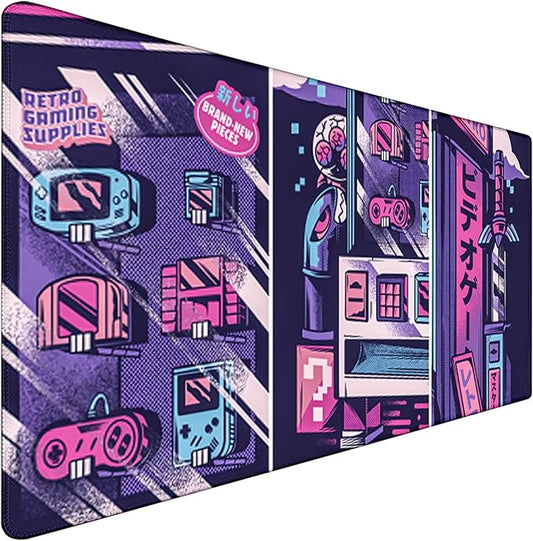 Japanese Comic Large Gaming Mouse Pad with Stitched Edges, Durable Non-Slip Natural Rubber Base, (31.5X15.7 Inch) Waterproof Laptop Pad Mat for Esports Pros/Gamer/Desktop/Office/Home