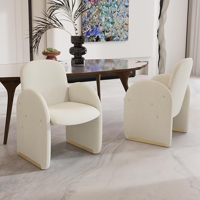 YOUTASTE Oversized Mohair Accent Chair for Living Room & Bedroom, Mid-Century Modern Armchair with Wood Frame & Gold Legs, Comfy Upholstered Single Sofa, Beige