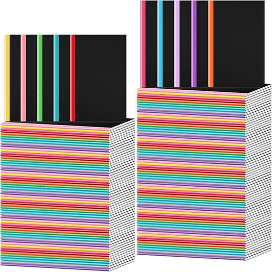 Handepo 100 Pack Composition Notebooks A5/A6 Ruled Lined Composition Kraft Notebooks Bulk Soft Cover Journals Travel Diary Memo for Students Classroom Office Supplies(A5,Novel Color)