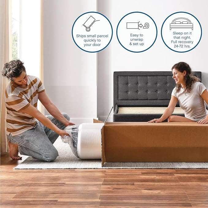 Cool Gel 12 Inch Twin XL Mattress Memory Foam Medium Firm, Gel Memory Foam Mattress Twin XL Cooling, Made in the USA, 12" Depth with Pressure Relief, CertiPUR-US Certified Fiberglass Free, Bed